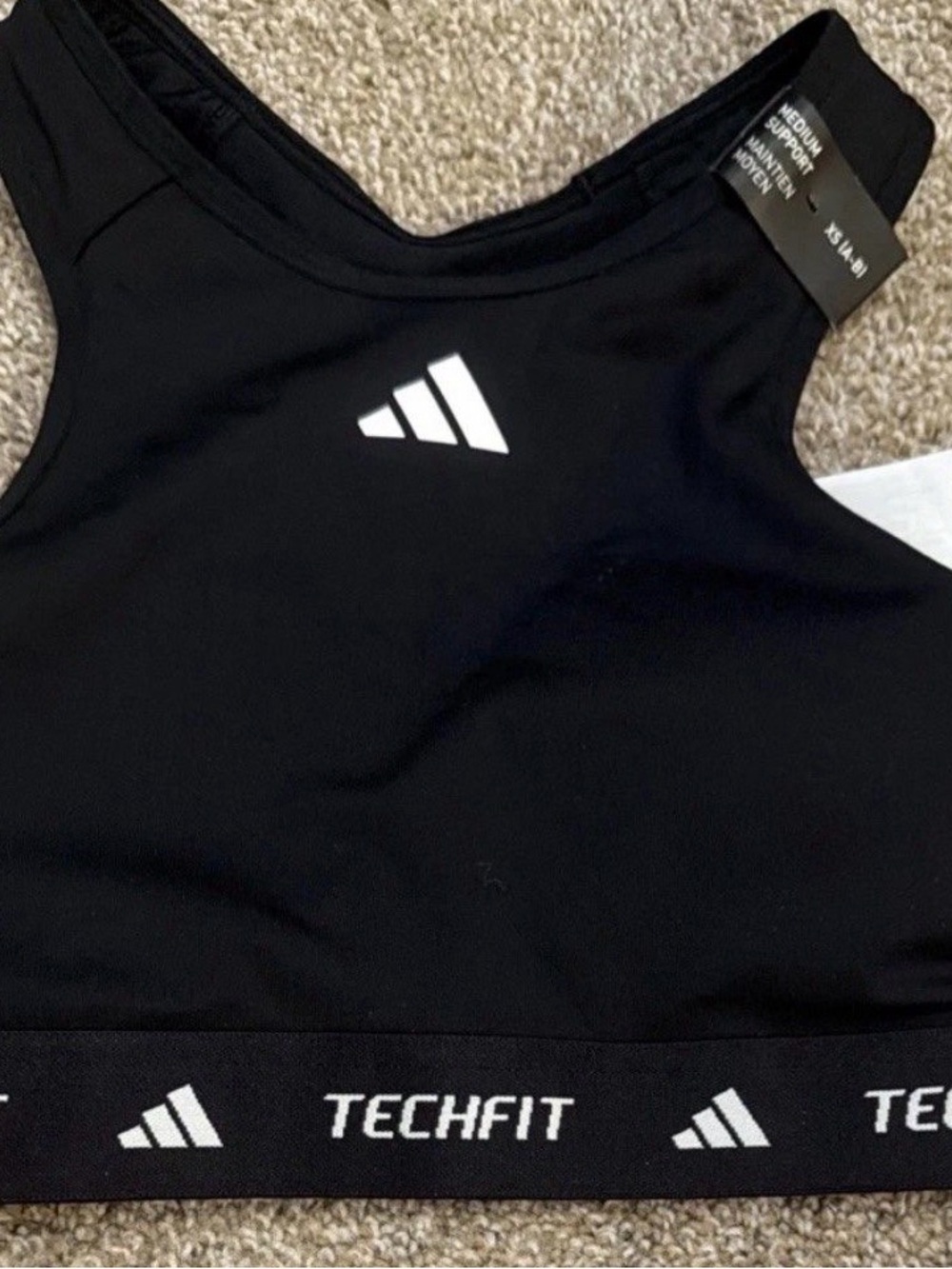 adidas Techfit Medium Support Racerback Sports Bra Black XS A/B IT2401
